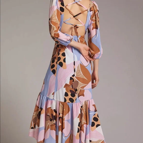 Anthropologie Bloom Wrap Midi Dress Hutch - Picture 2 of 10